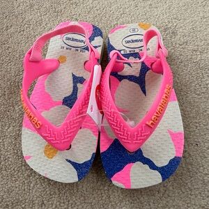 Havaianas Baby Pink and Blue Floral Sandals
